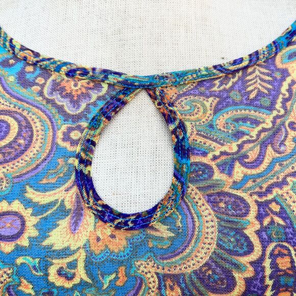 Womens Y2k Sheer Blouse in L/XL Paisley print club kid - Picture 5 of 7